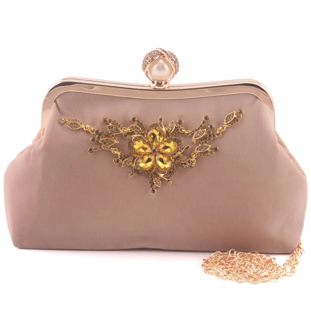 Women "MAURIEL" Stylish Embellished Brooch Chichi Top Clutch
