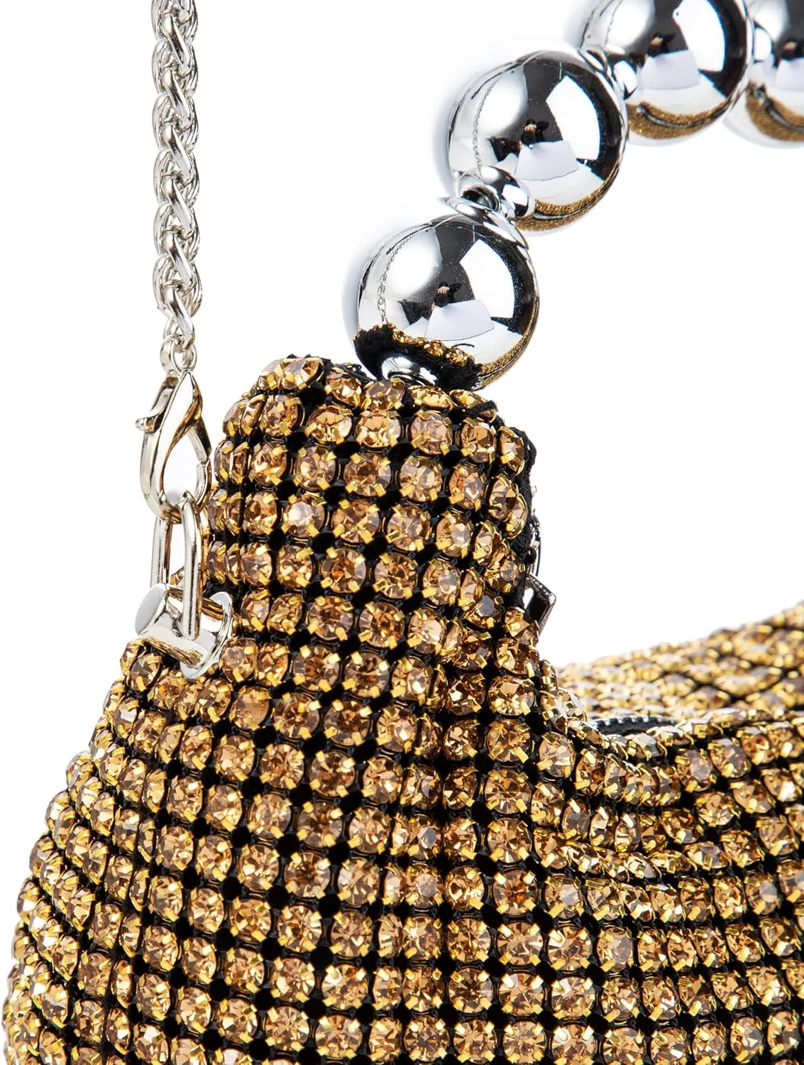 Women Rhinestone Beaded Evening Bag Sparkling Clutch with Detachable Strap for Wedding Party