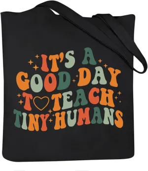 Women Teachers Aesthetic Canvas Tote Bags Funny Teacher Appreciation Gifts Reusable Grocery Graphic Shopping Bag