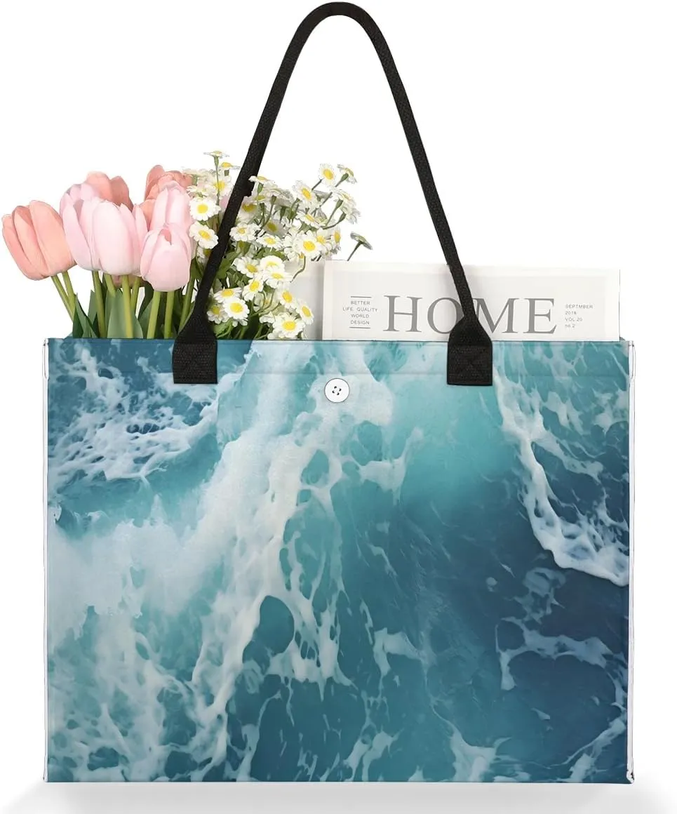 Womens Birthday Gifts Tote Bag Whirl Waves Sea Beach Bags for Women Handbags