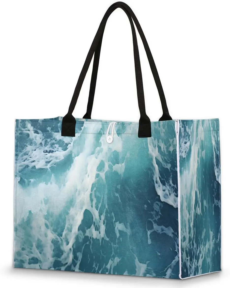 Womens Birthday Gifts Tote Bag Whirl Waves Sea Beach Bags for Women Handbags
