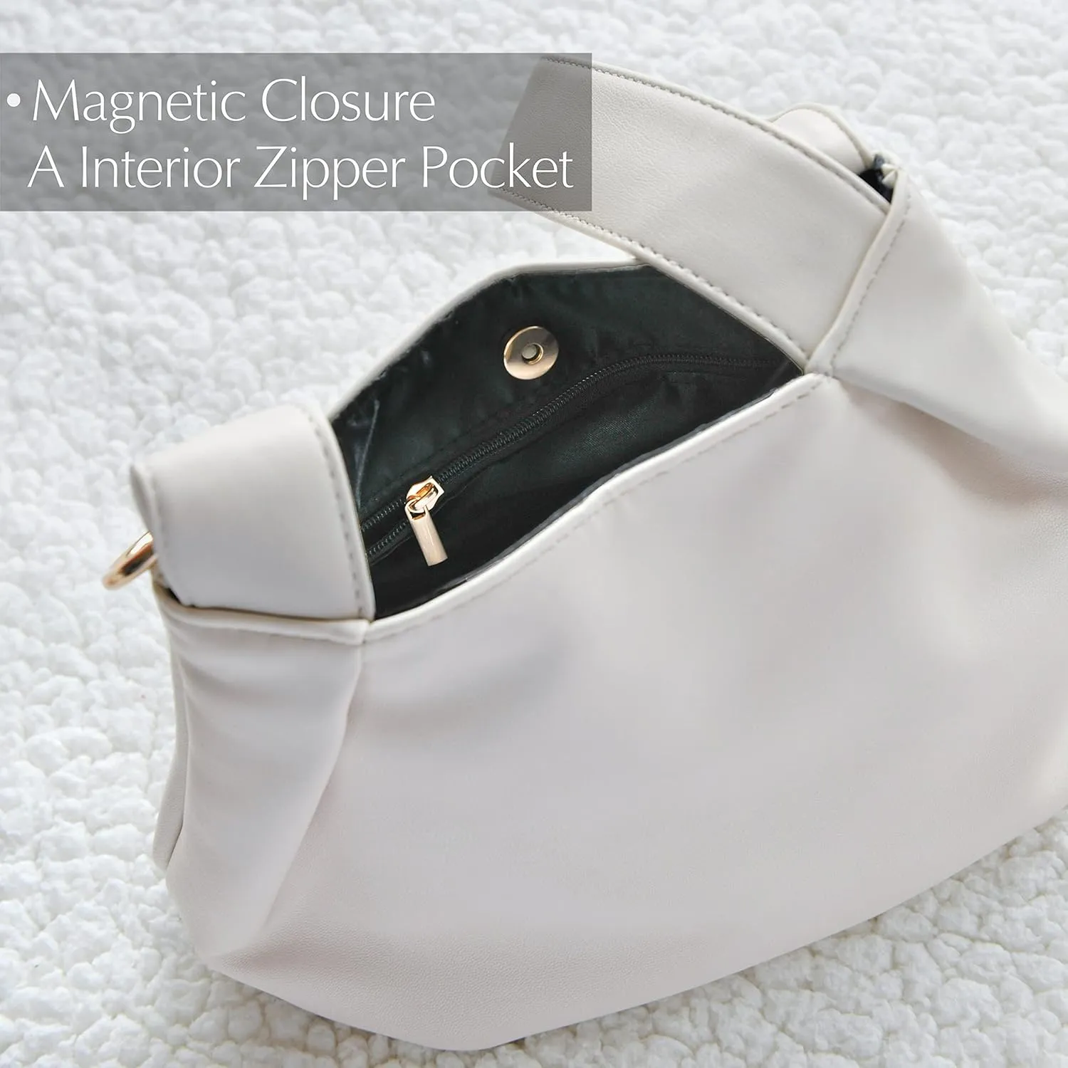 Women's Clutch Soft Vegan Leather Hobo Top Handle Bag Small Tote Purse