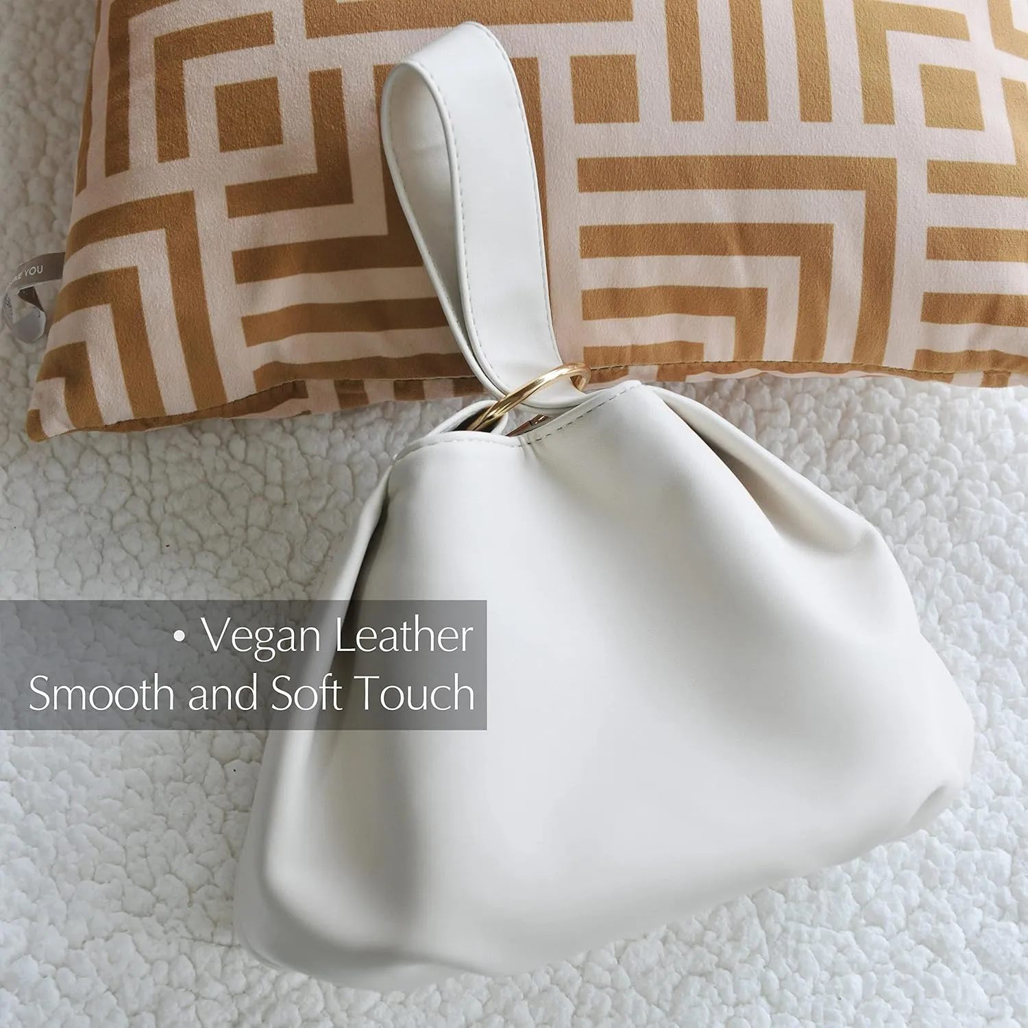 Women's Clutch Soft Vegan Leather Hobo Top Handle Bag Small Tote Purse