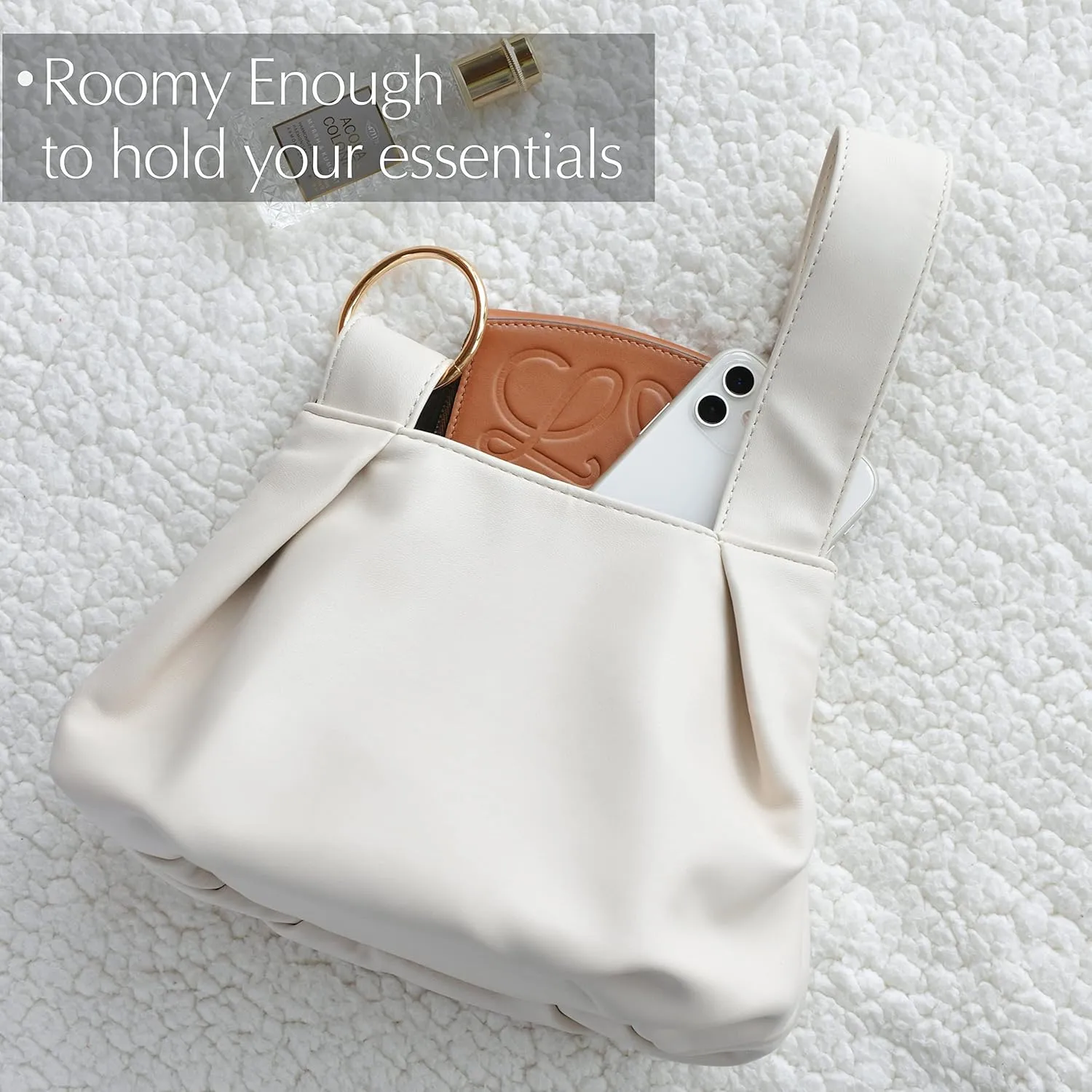 Women's Clutch Soft Vegan Leather Hobo Top Handle Bag Small Tote Purse