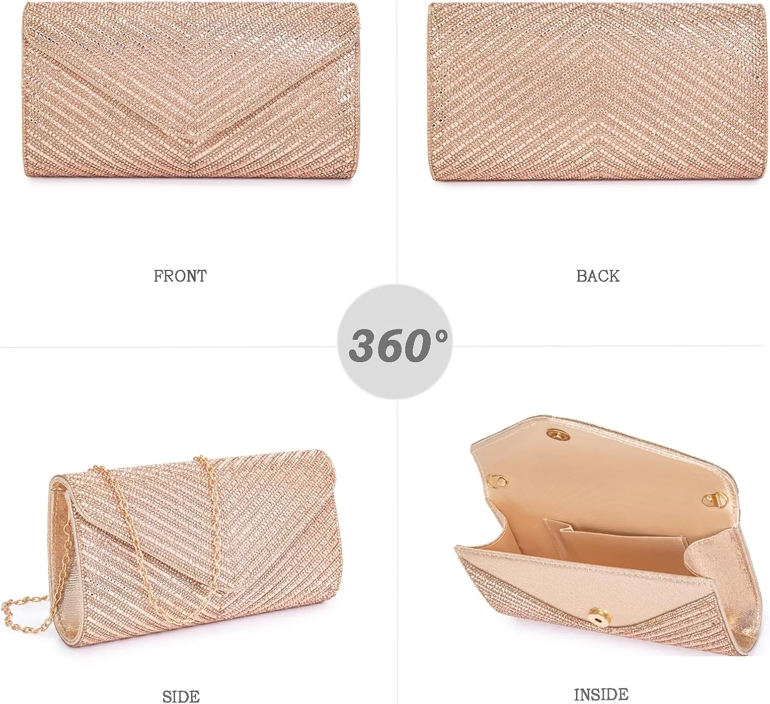 Women's Evening Handbags Envelope Clutch Purses Ladies Crossbody Bags Rhinestone Wedding Bag Shoulder Bag for Women
