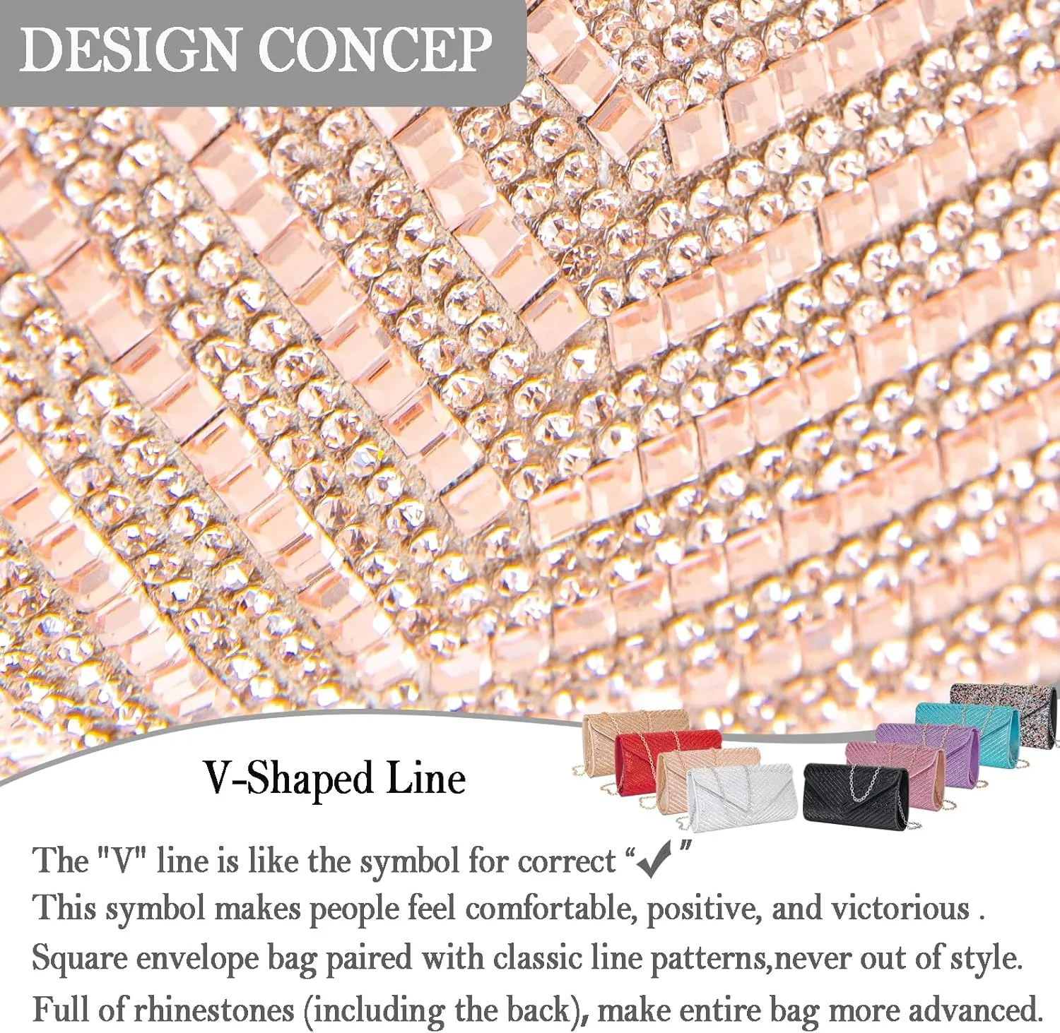 Women's Evening Handbags Envelope Clutch Purses Ladies Crossbody Bags Rhinestone Wedding Bag Shoulder Bag for Women