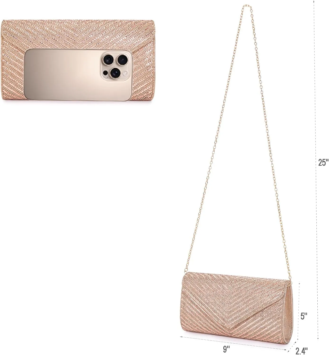 Women's Evening Handbags Envelope Clutch Purses Ladies Crossbody Bags Rhinestone Wedding Bag Shoulder Bag for Women