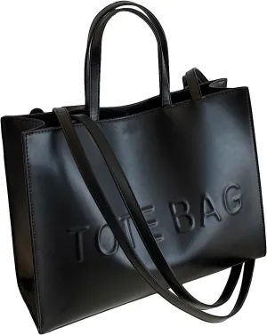Women's Laptop Tote Bag Faux Leather Laptop Bag Work Shoulder Bags Large Capacity Computer Bag Black one-size