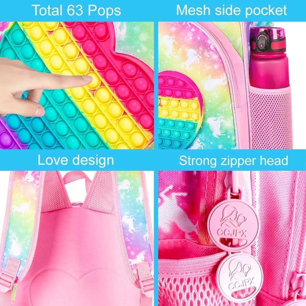 WZLVO Kids Backpack for Girls,Unicorn Mermaid Prechool Elementary Kindergarten School Bookbag and Lunch Box