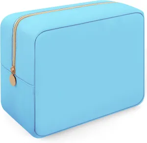 XSUIOY Makeup Bag Travel Bag Pouch for Purse, Cute Preppy Makeup Bag Cosmetic Zipper Pouch Purse Organizer Bag for Women, Waterproof Nylon Coin Pouch Sanitary Napkin Storage Bag for Work(Blue-Large)