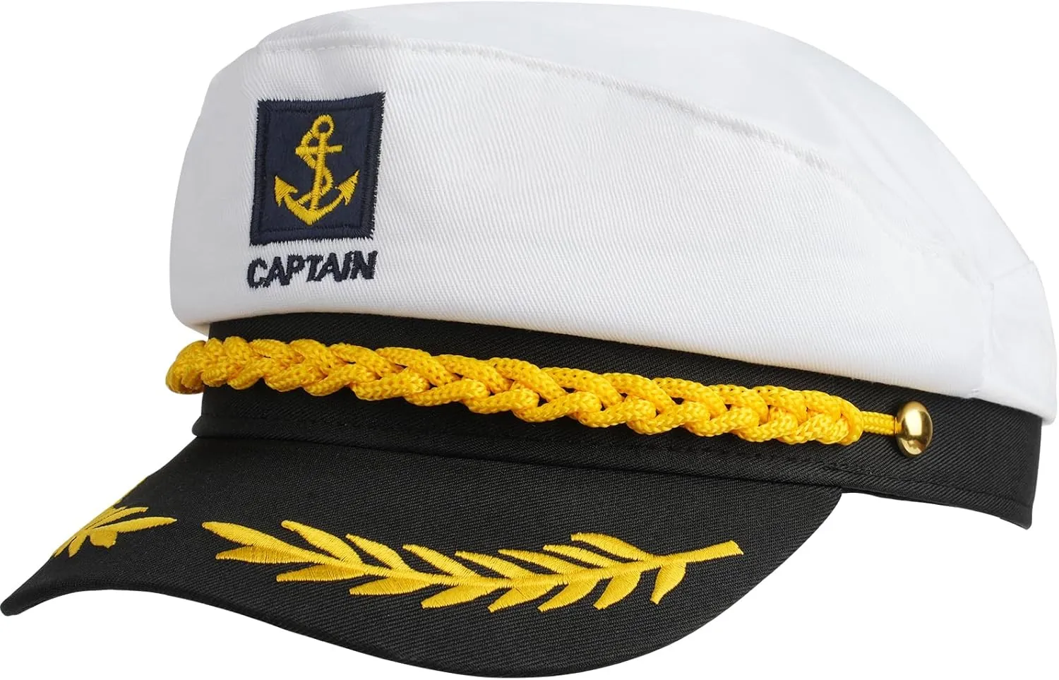 Yacht Sailor Hat, Navy Captain Cap, Adult Marine Admiral Costume, White 1 Pack