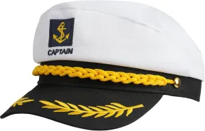 Yacht Sailor Hat, Navy Captain Cap, Adult Marine Admiral Costume, White 1 Pack