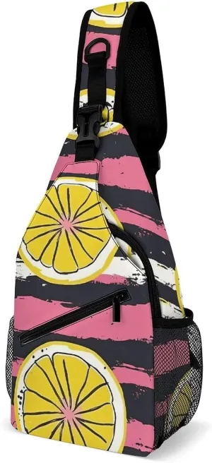 Yellow Lemon Slices Sling Bag Crossbody Chest Bags Hiking Backpack Shoulder Backpack For Women Men Travel