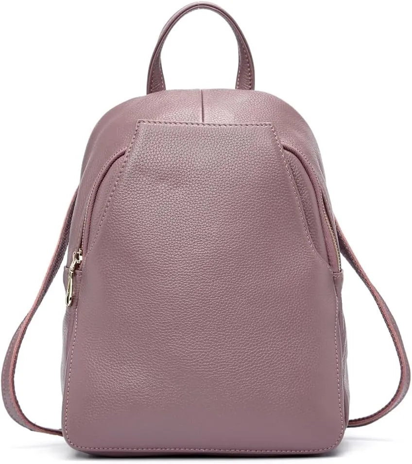 zency Charm Women Backpack 100% Genuine Leather Anti-theft Button Elegant Female Travel Bags (pink)