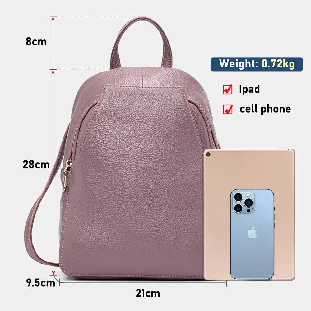zency Charm Women Backpack 100% Genuine Leather Anti-theft Button Elegant Female Travel Bags (pink)