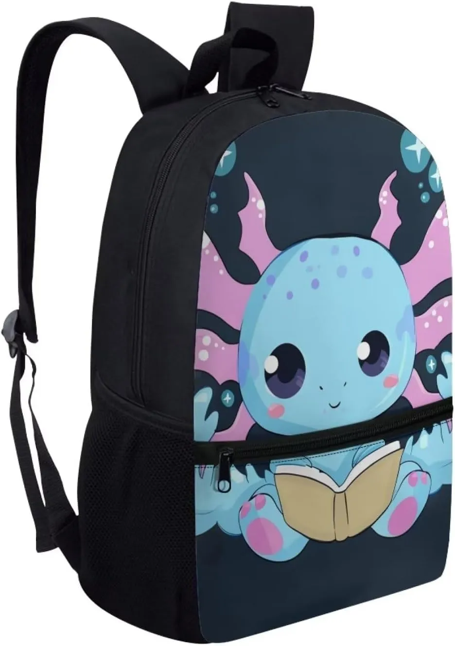ZOUTAIRONG Reading Axolotl Middle Elementary School Bag for Girls Backpack for Boys 8-12 Kids 3Rd Grade/4Th Grade Lightweight Back Pack Bookbag Age 4-8 Student Schoolbag